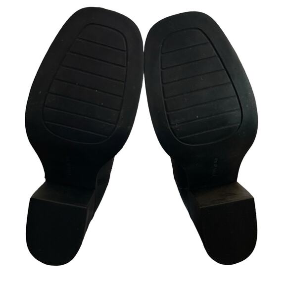 Kenneth Cole Jet Black Leather Chelsea Boots Chunky Heel Slip On NEW Size 7 - Picture 10 of 11